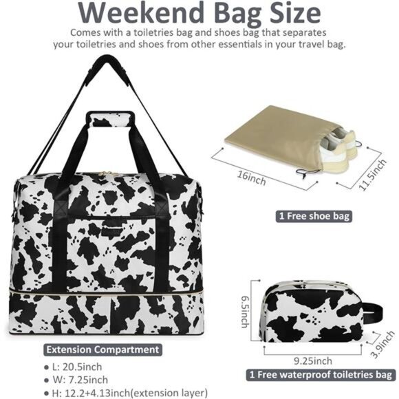 Expandable Travel Duffle Bag, Large Weekender Overnight Bags for Women Men - Picture 2 of 7